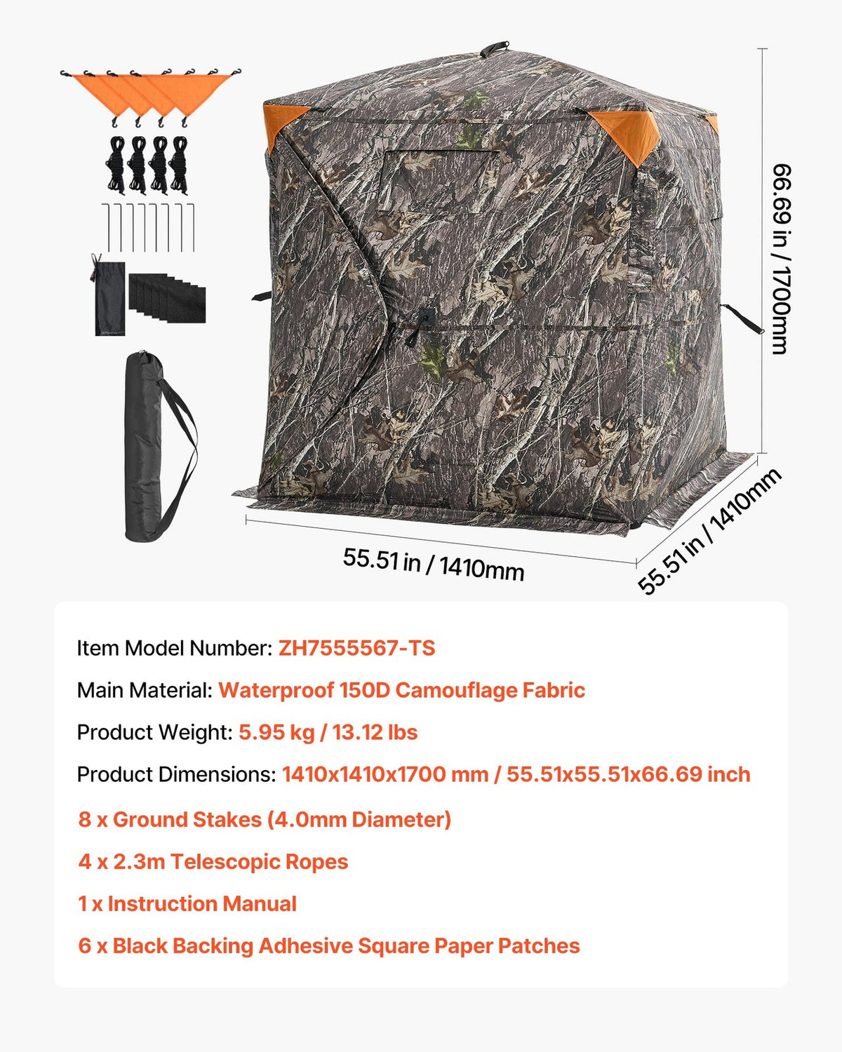 270° See-Through Hunting Blind for 1-3 People - Ground Concealment Shelter