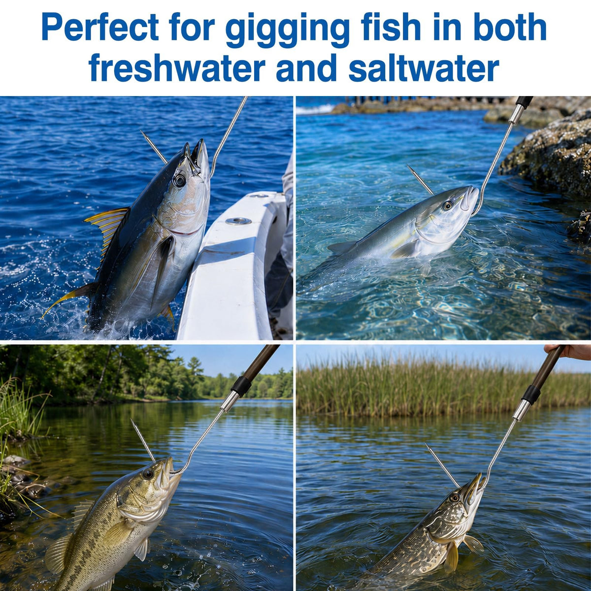 Stainless Steel Fish Gaff Hook Head for Fishing, Durable & Sharp