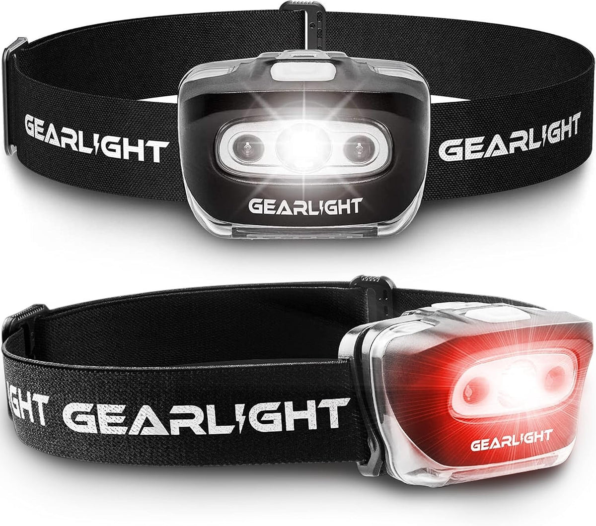 LED Headlamp Flashlight 2 Pack for Camping Hunting Running Fishing