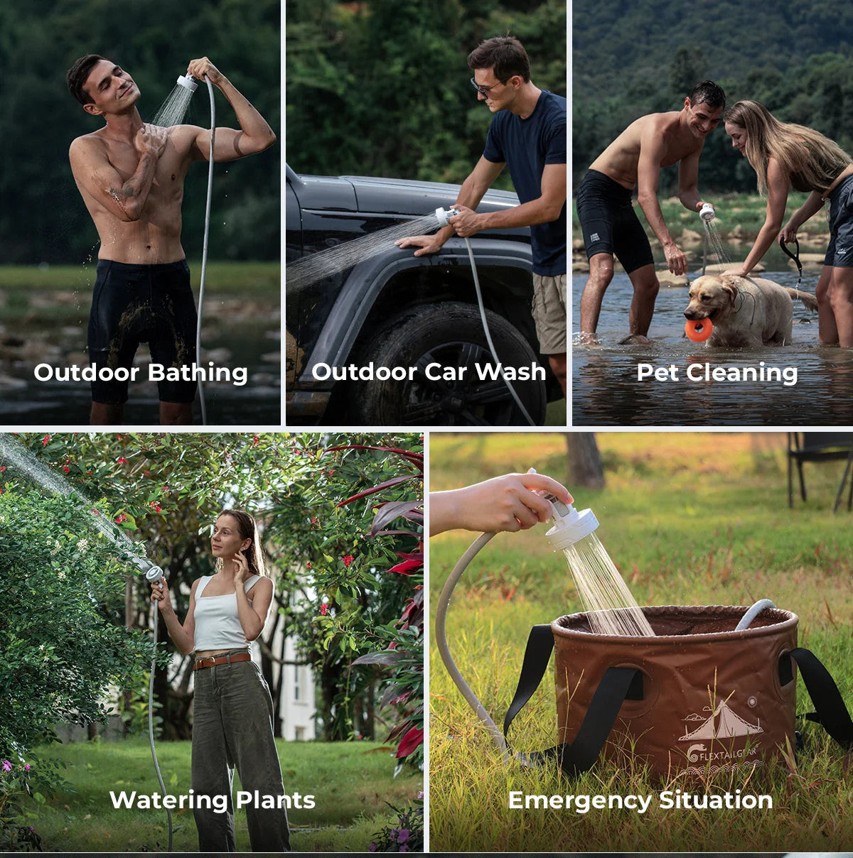 Ultralight Rechargeable Portable Outdoor Shower with High-Flow & Detachable Filter