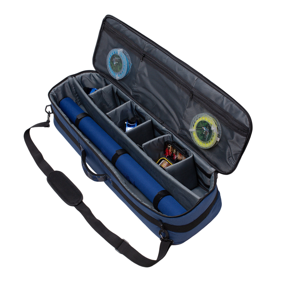 Fly Fishing Rod and Reel Travel Case - Protective Gear Bag with Adjustable Dividers