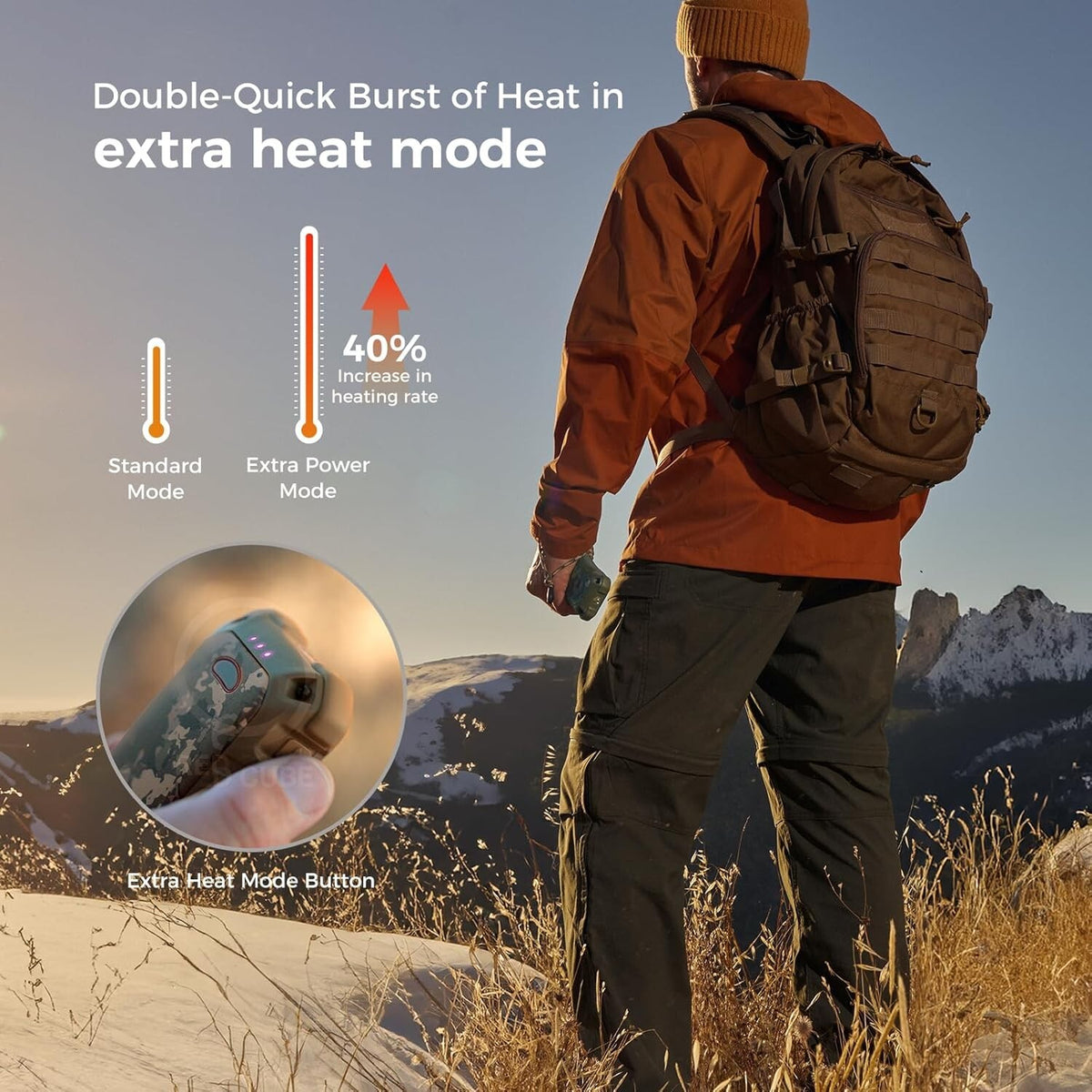 Waterproof Hand Warmers Rechargeable 10000mAh Extra Heat for Hunting and Outdoor Use
