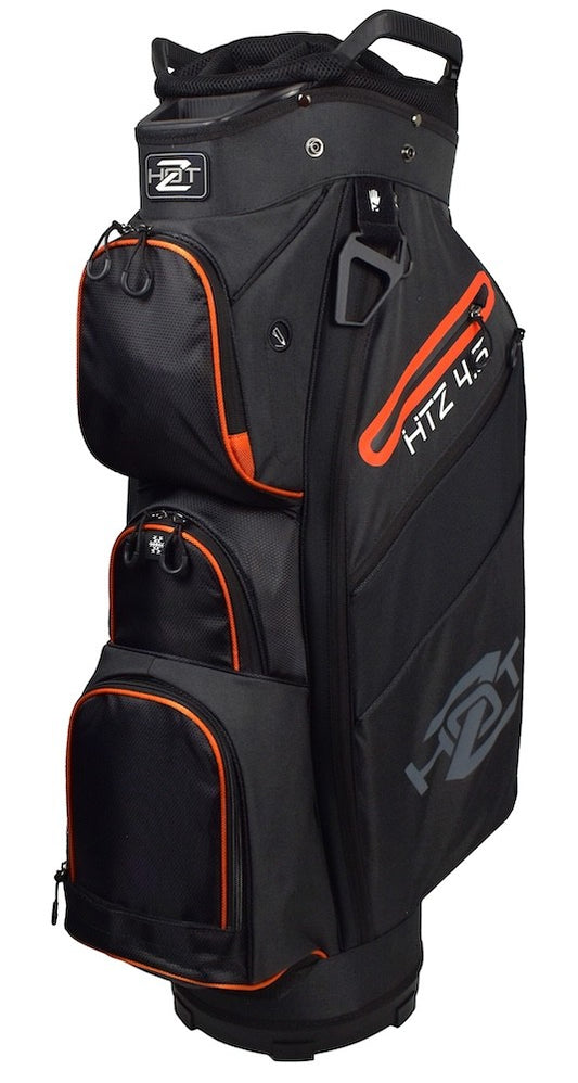 Golf Cart Bag with 14-Way Divider and Multiple Pockets - Black/Heather/Orange
