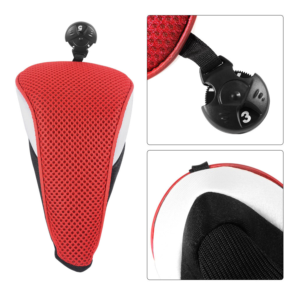Set of 4 Red Golf Hybrid Club Head Covers with Interchangeable No-Tag