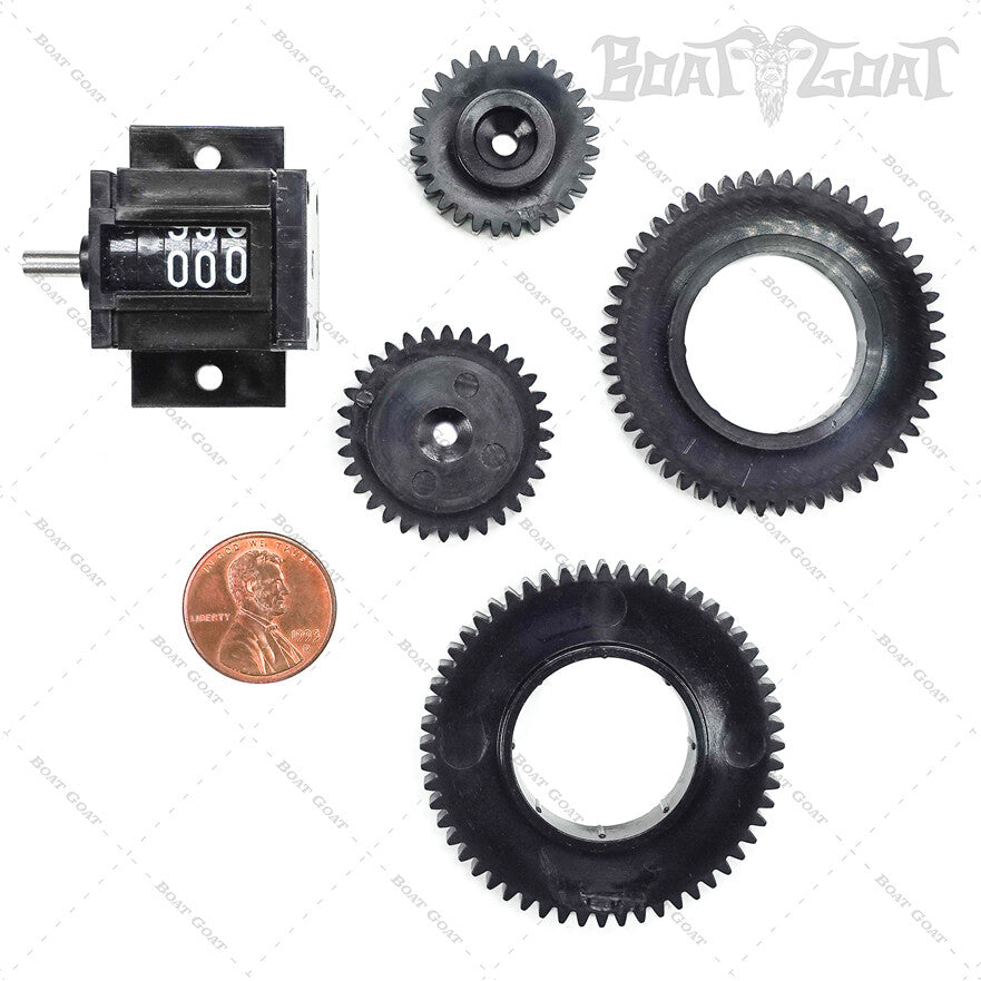 Universal Manual Downrigger Depth Counter and Gear Kit for Marine Fishing
