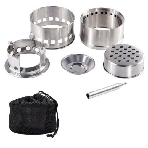 Portable Wood Burning Stove Stainless Steel Camping Stove Outdoor Cooking