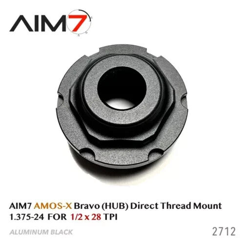 1.375x24 HUB Mount Adapter for Suppressors - Direct Thread 1/2x28 TPI Black