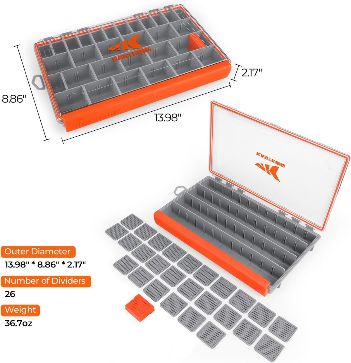 Waterproof Tackle Box with Adjustable Dividers - Multiple Sizes & Packs