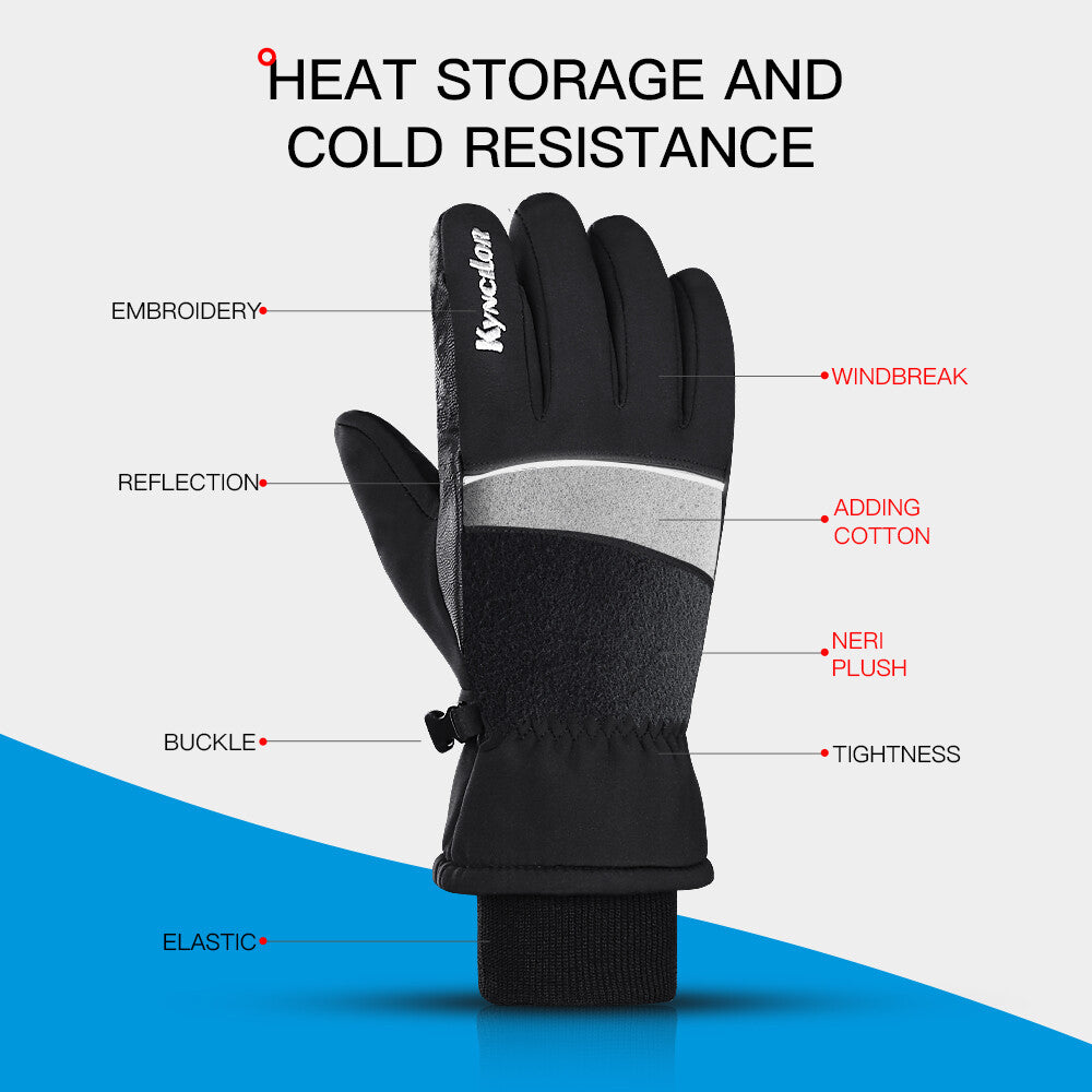 Winter Waterproof Ski Gloves with Fleece Liner Deerskin Suede for Cold Weather