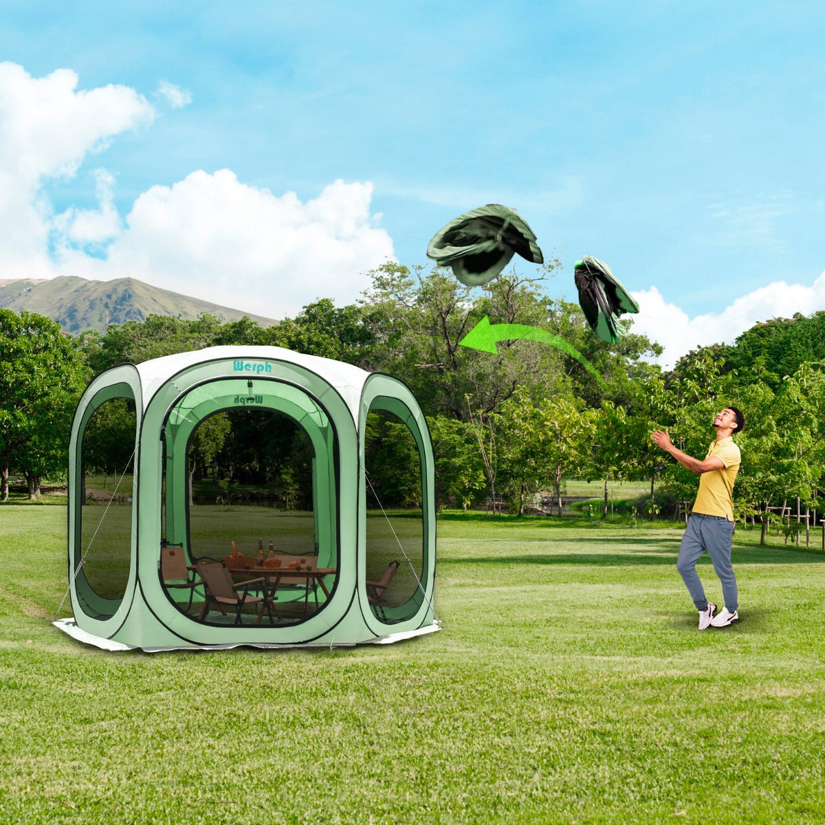10x10 Pop Up Screen Tent Canopy with Mosquito Net for Camping & Outdoor