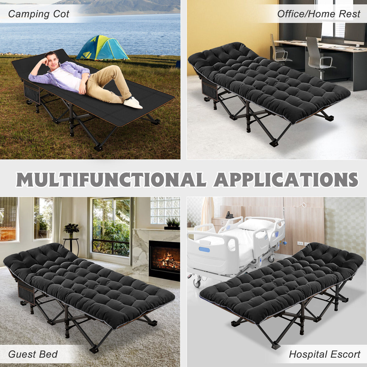 XXL Camping Cot with Mattress - Extra Wide Foldable Bed for Adults, Portable Travel Bed