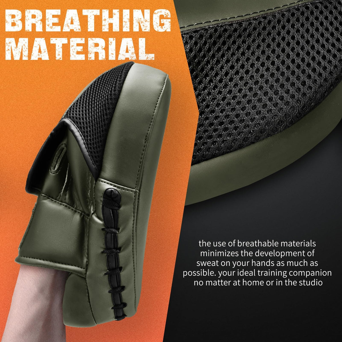Leather Boxing Pads for Men Women Kids Focus Mitts Training Equipment Olive Green
