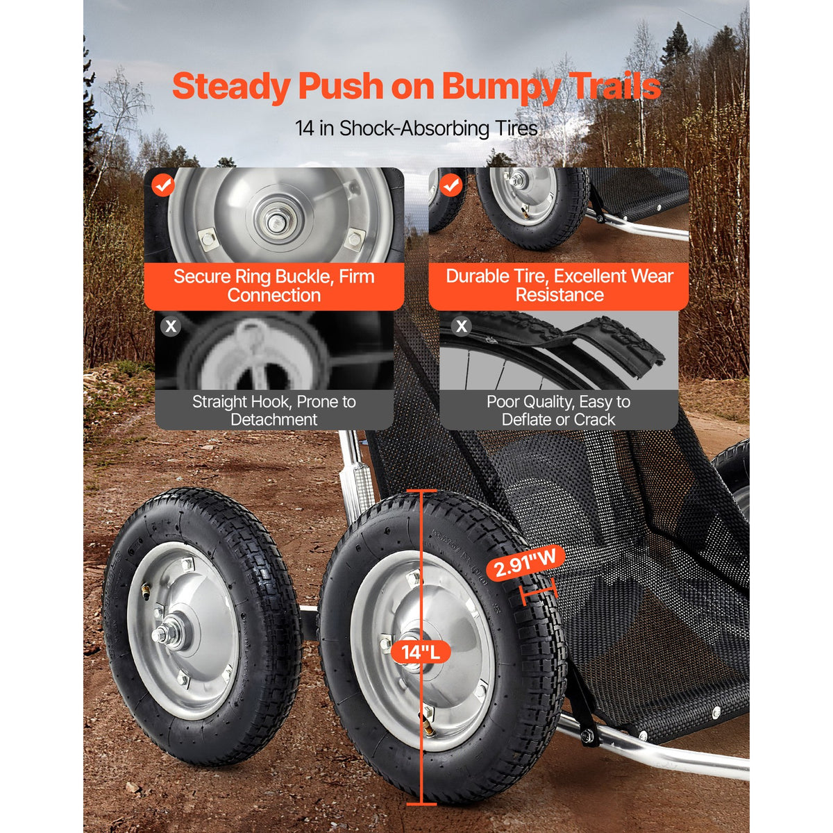 Folding Deer Game Cart with 4-Wheel Utility Dolly 500 LBS Capacity