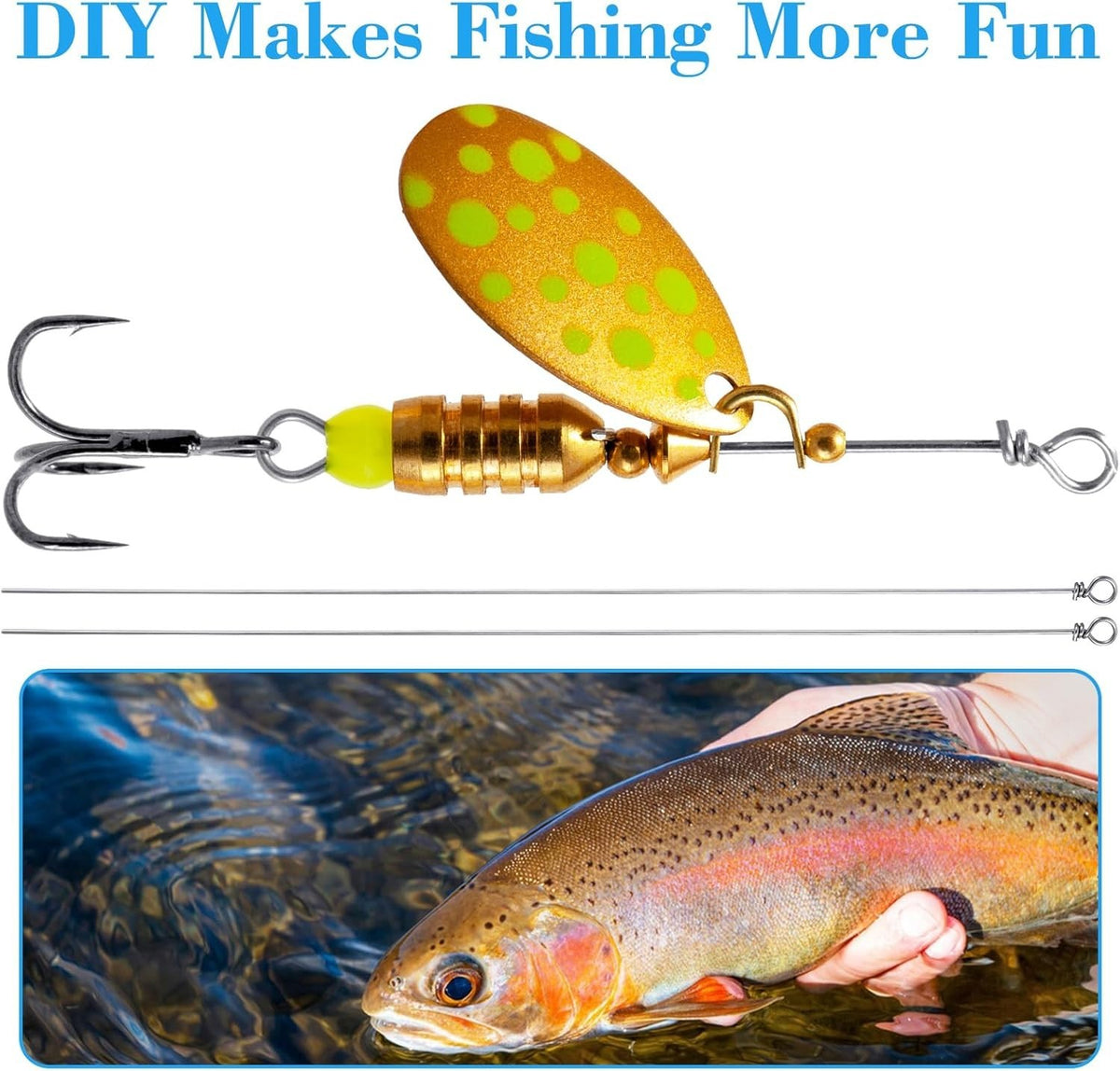 Stainless Steel Fishing Wire Spinner Kit for Custom Lures - 100 Pieces