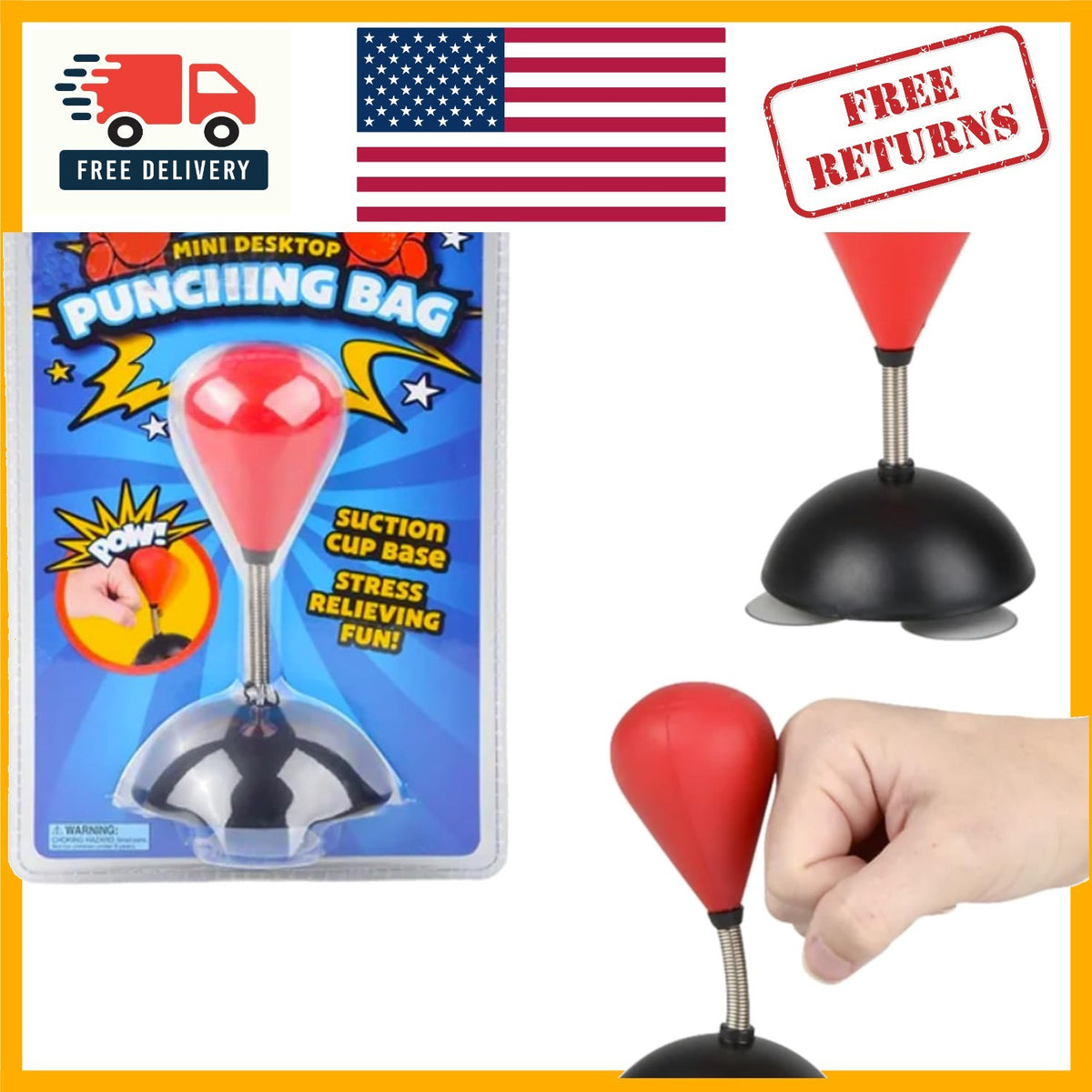 Desktop Punching Bag with Suction Base - Stress Relief & Party Toy