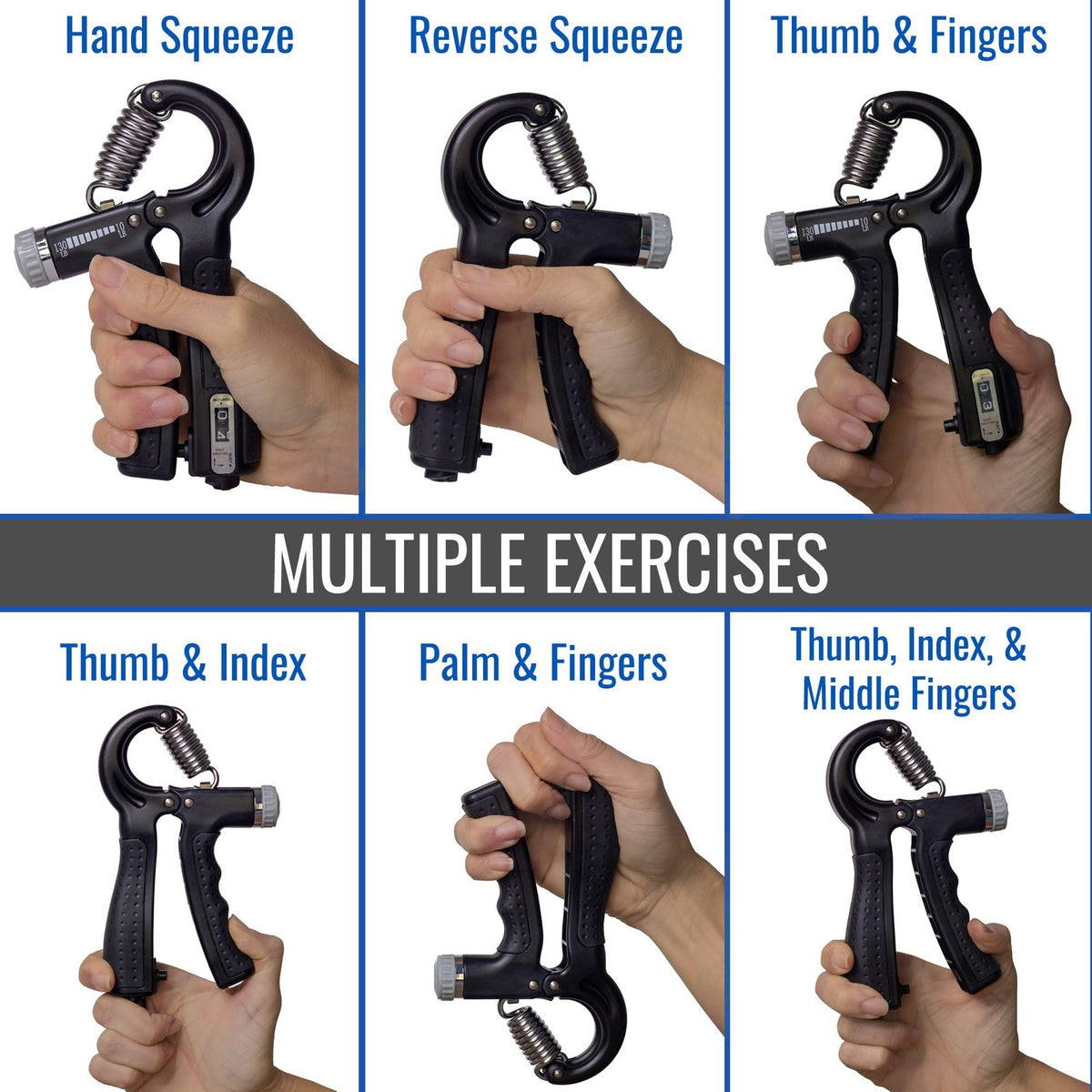 Adjustable Hand Grip Strengthener for Exercise & Rehabilitation - Black