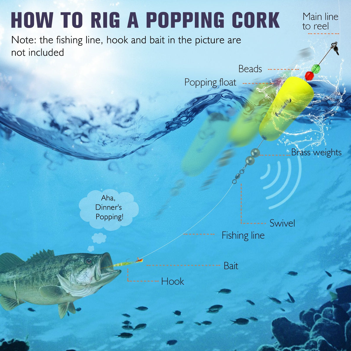 Fishing Floats Popping Cork Bobbers Set for Saltwater & Freshwater Angling