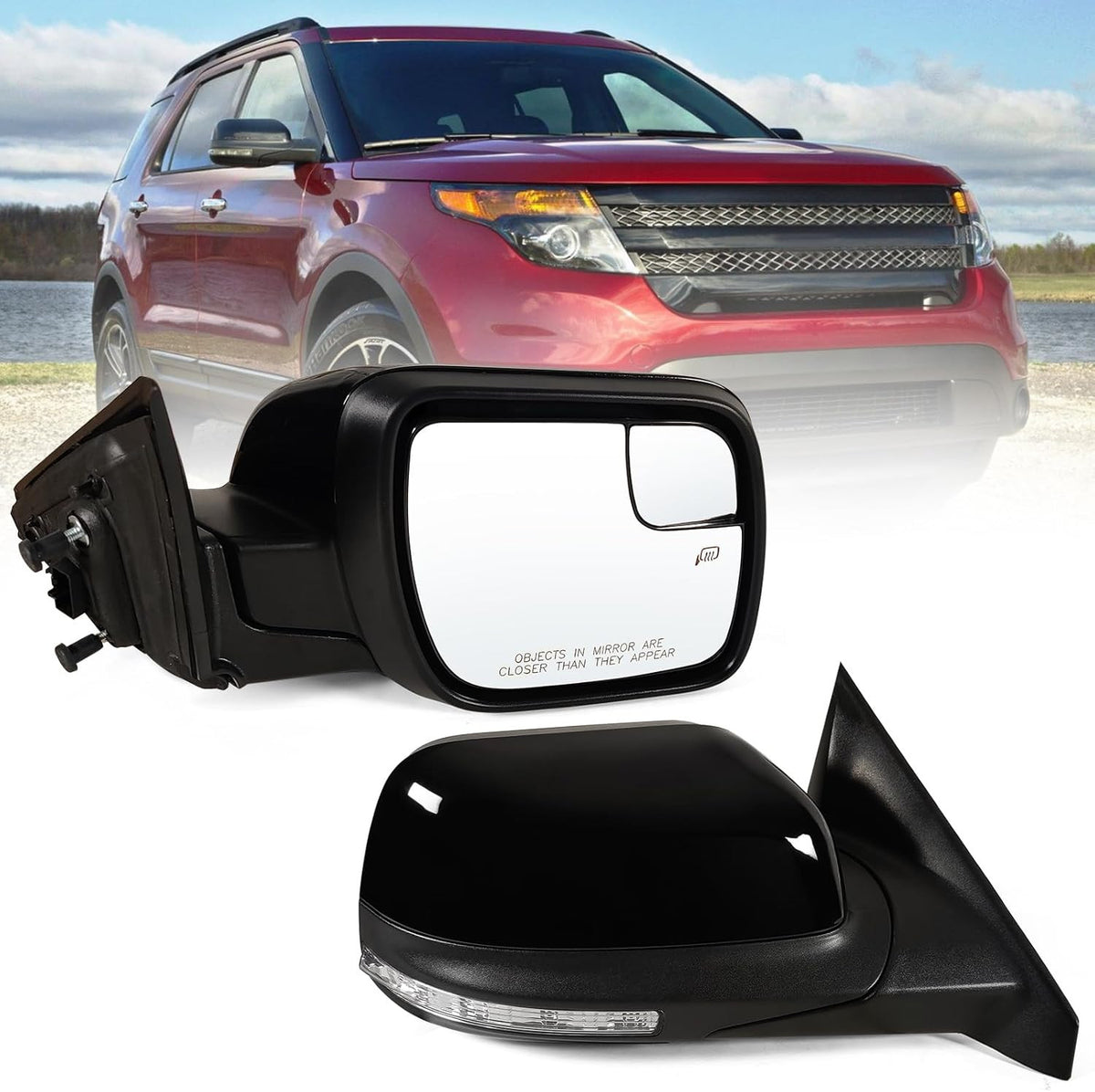 Ford Explorer Passenger Side Power Heated Mirror with Turn Signal & Puddle Light - 2011-2019 Replacement