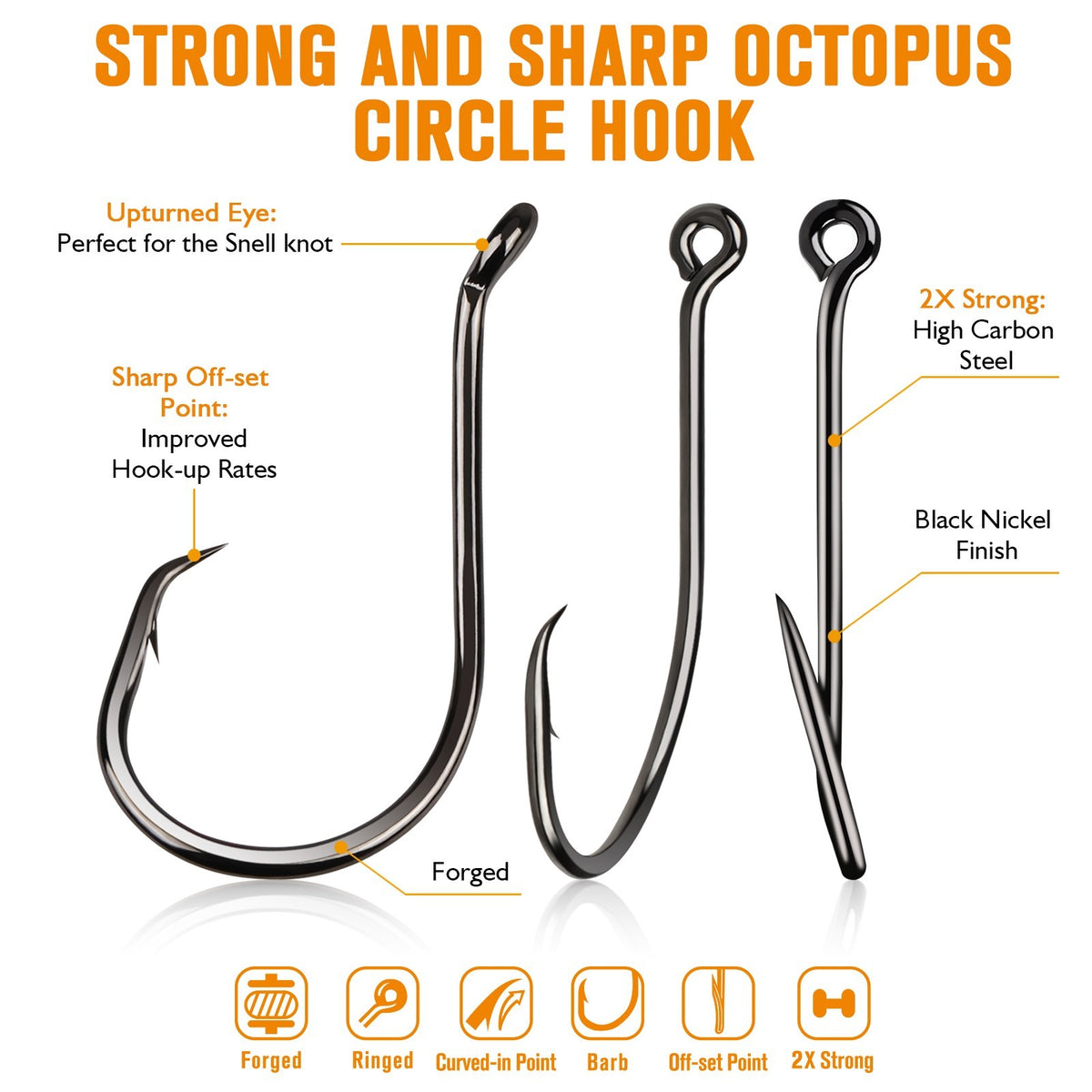 Saltwater & Freshwater Circle Fishing Hooks - 50-100PCS Octopus Hook Set