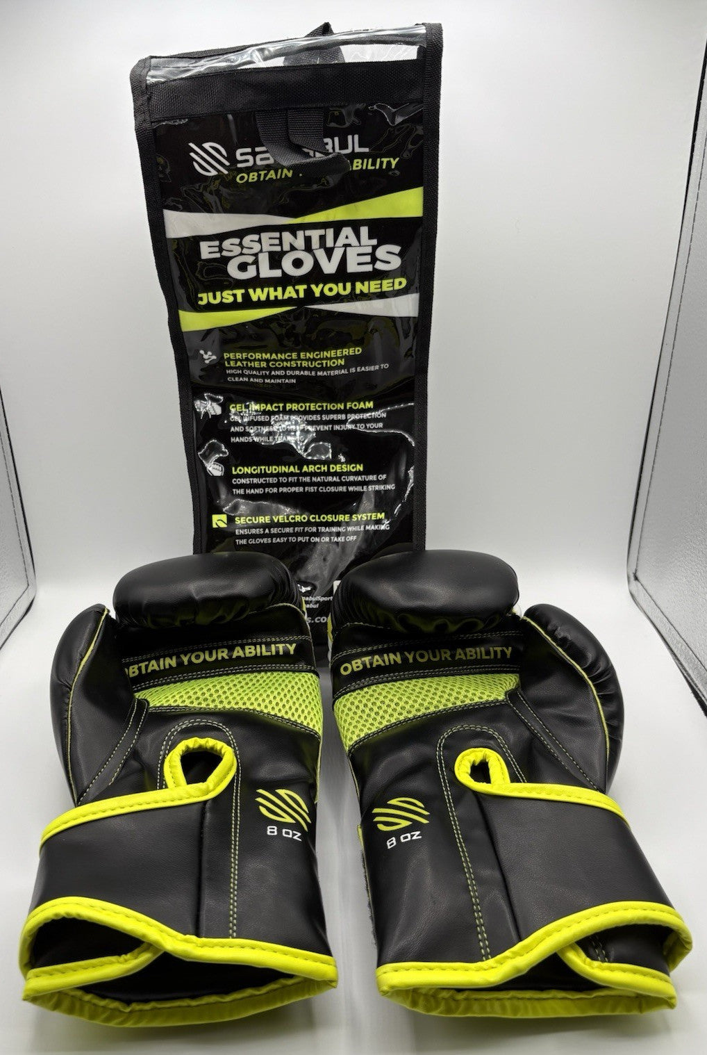 Gel Boxing Gloves 8 oz for Sparring & Training - Yellow & Black
