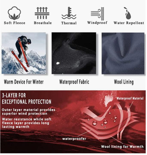Women's Waterproof Snow Ski Pants with Fleece Lining - Windproof & Warm Outdoor Hiking Trousers