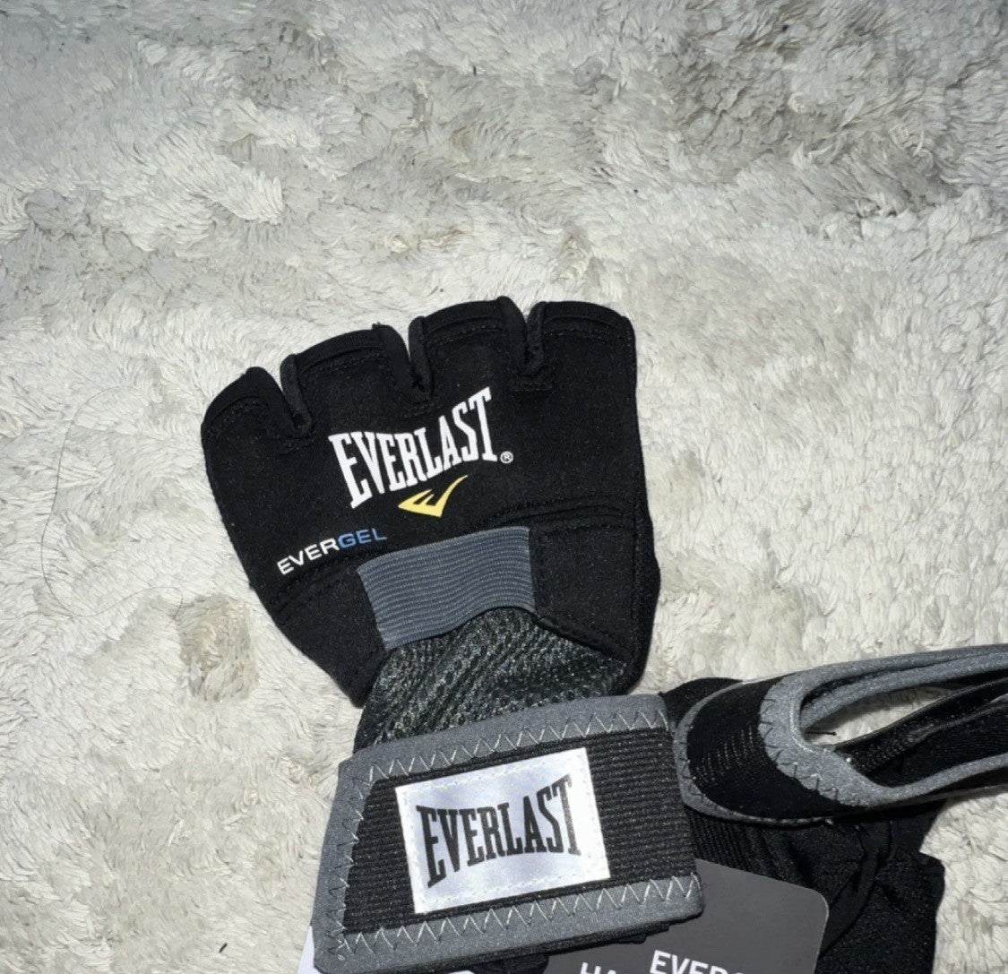 Boxing Hand Wraps Black Gray Protective Gear Size M - Everlast Evergel