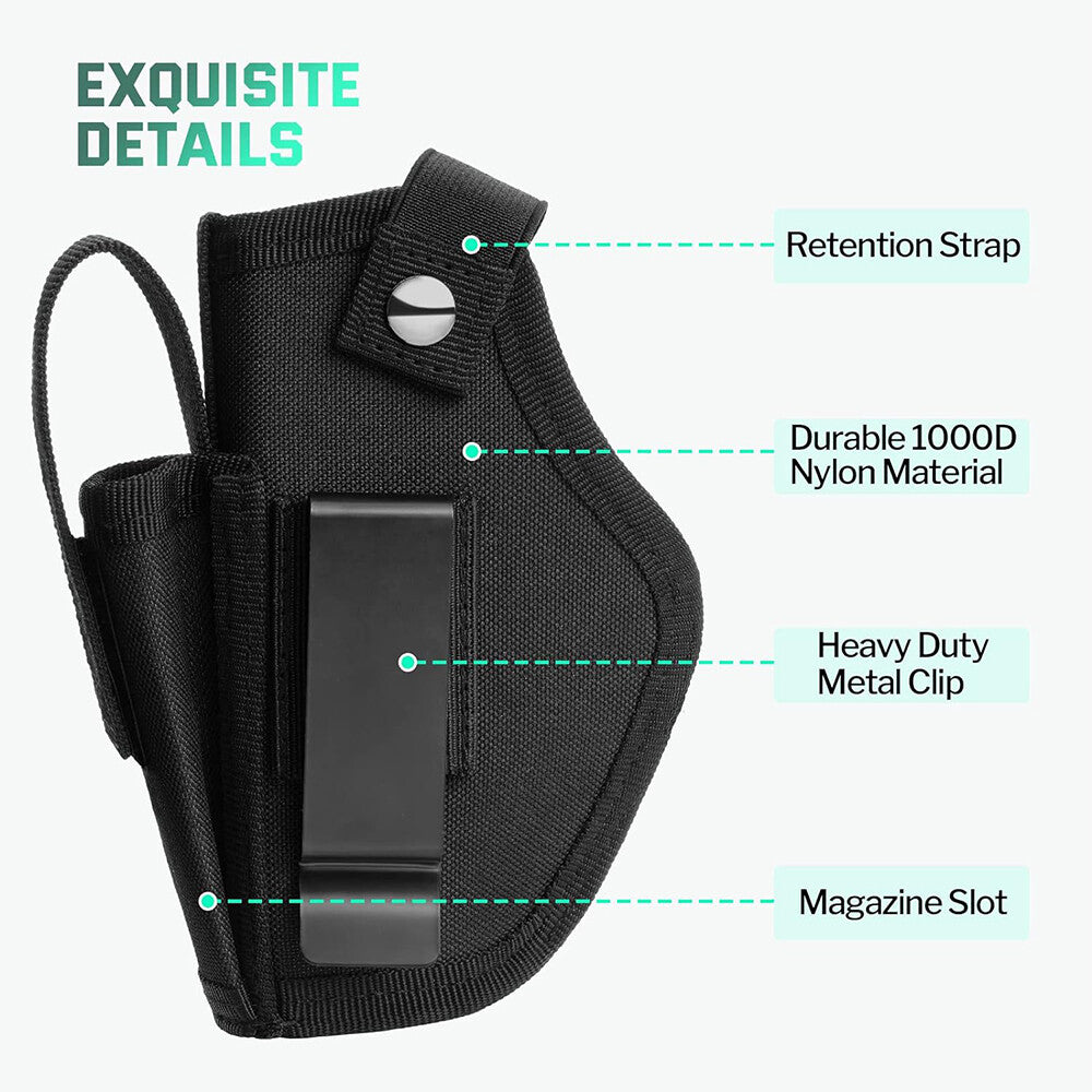 Concealed Pistol Holster with Universal Magazine Pouch for Left/Right Hand Carry - Tactical Gun Carry Case