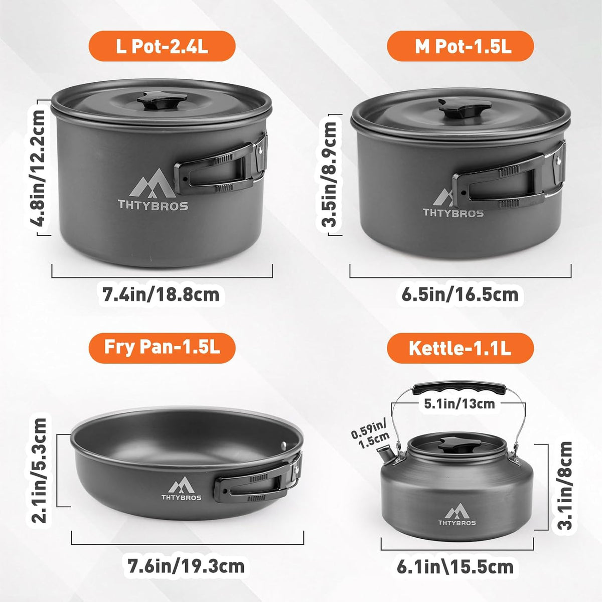 27-Piece Camping Cookware Set with Kettle & Utensils for 2-4 People