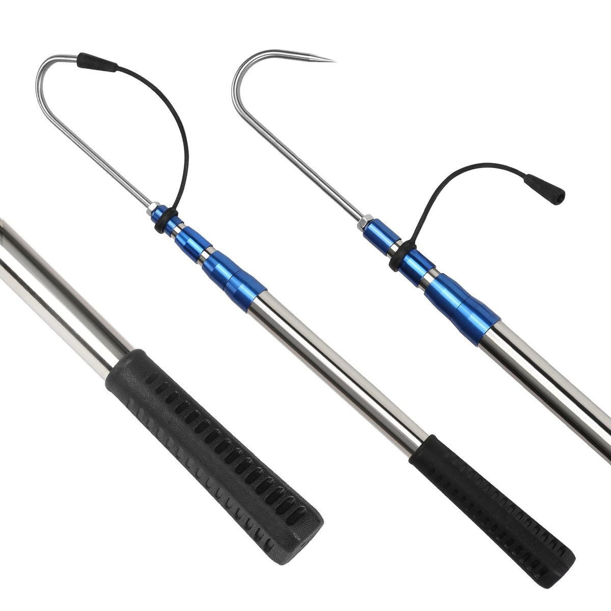 Telescopic Fishing Gaff with Sharp Hook - Stainless Steel, Adjustable Length