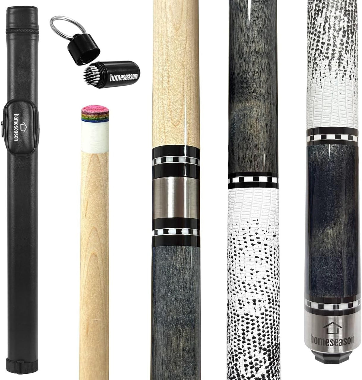 58" Canadian Maple Pool Cue with 13mm Tip, 21oz Low Deflection Two-Piece + Cue Case