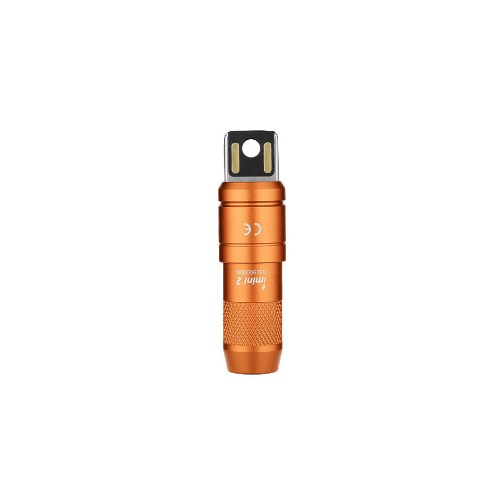Mini USB Rechargeable Flashlight Keychain 50 Lumens - Orange