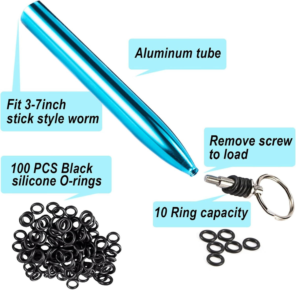 Fishing Wacky Rig Tool Kit with O-Rings for Soft Baits - Bass Fishing Accessory