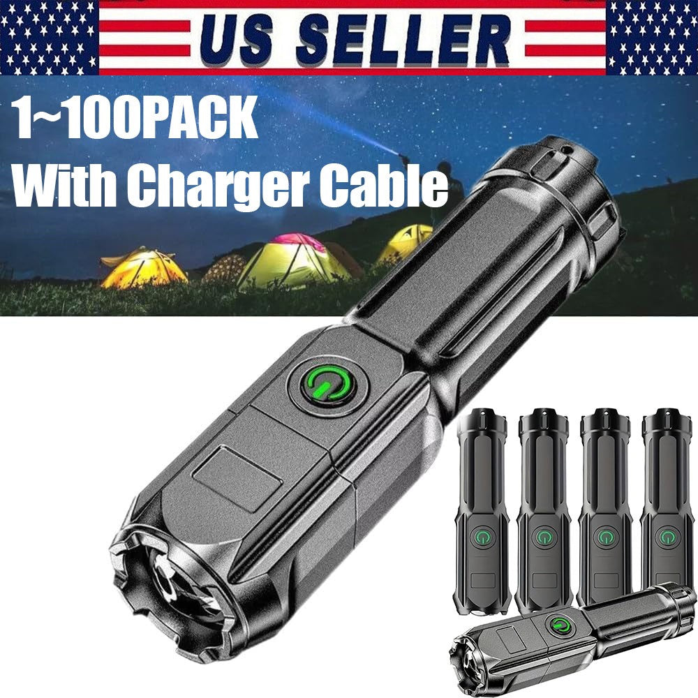 Rechargeable LED Flashlight Tactical Torch 500m Zoomable Handheld