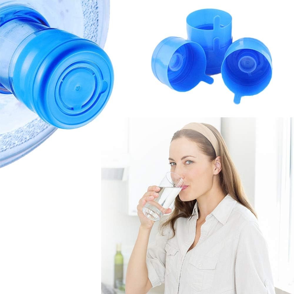 Reusable Water Bottle Caps - 30 Pack Non-Spill Snap-On 55mm Fits 3 & 5 Gallon Jugs
