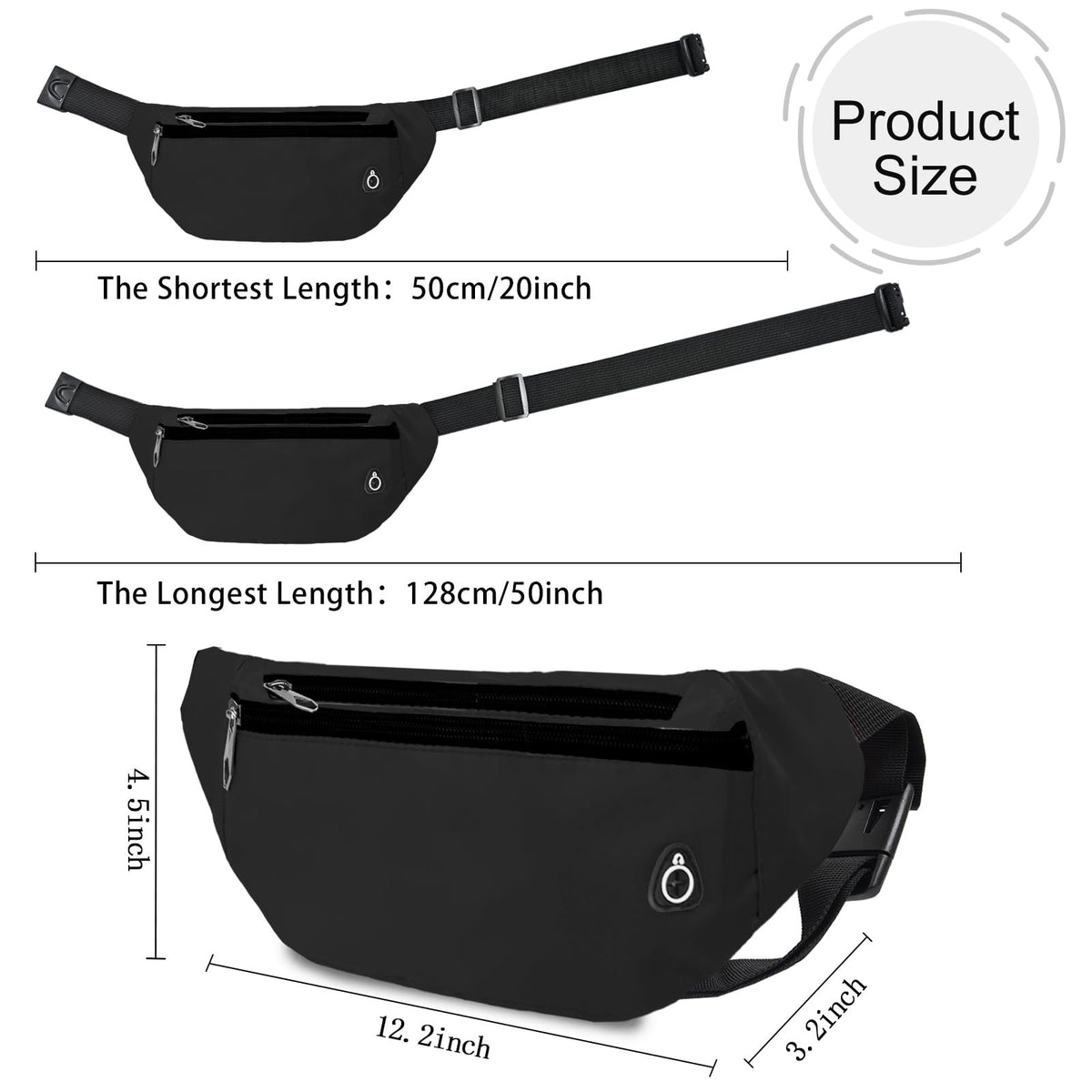 Waterproof Adjustable Fanny Pack for Travel Sports Running Men Women