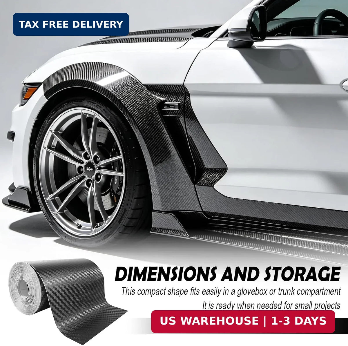 30FT Carbon Fiber Car Wrap Tape - Vehicle Body Scratch Cover & Decoration