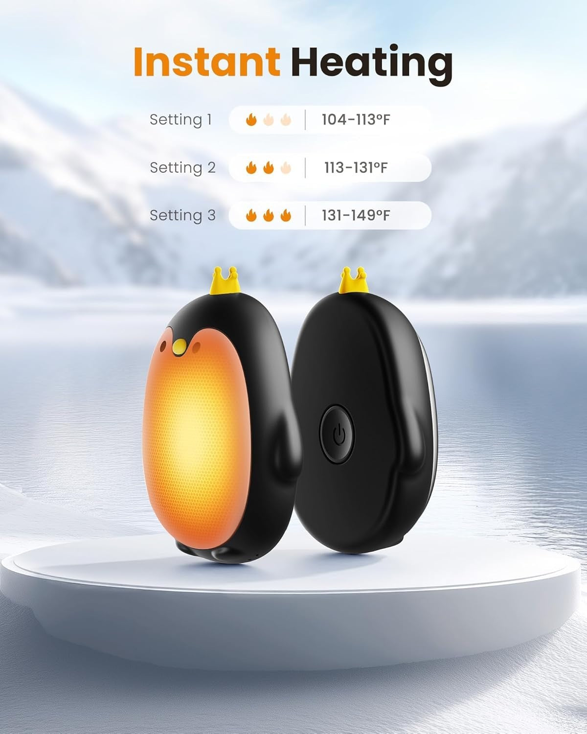 Portable Magnetic Hand Warmers Set - Fast Heating Penguin Design for Outdoors