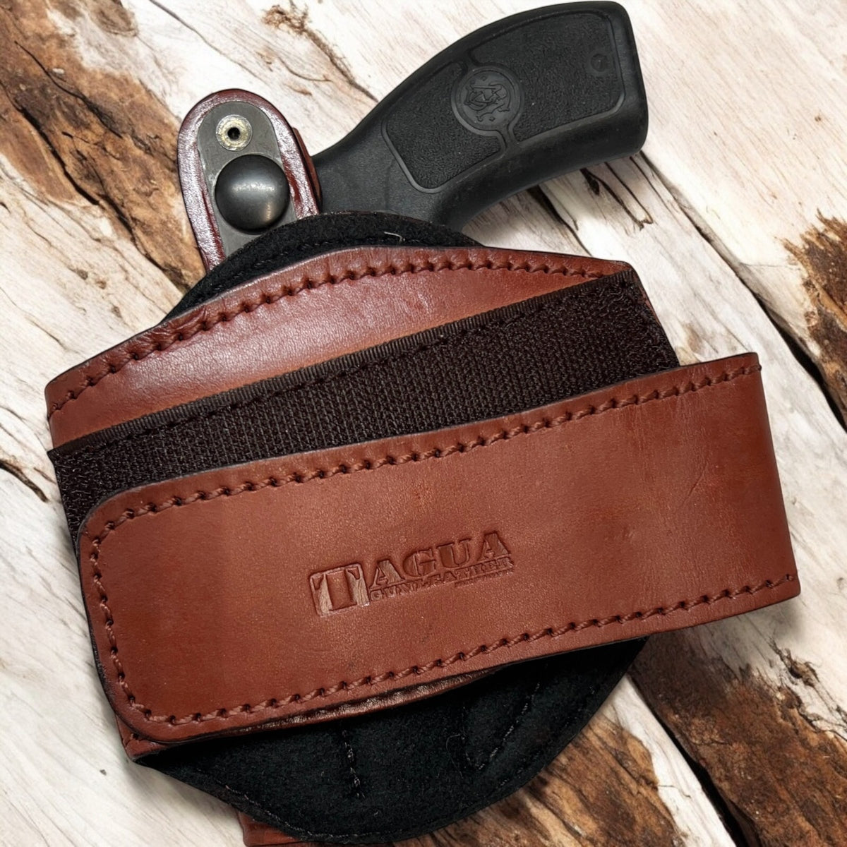 Right Hand Brown Leather Ankle Holster for S&W J-Frame 22/38 - Adjustable Fit