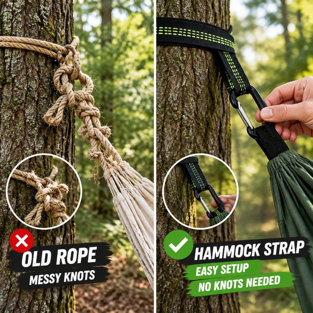 10FT Durable Polyester Hammock Tree Straps with Carabiners for Camping & Outdoor