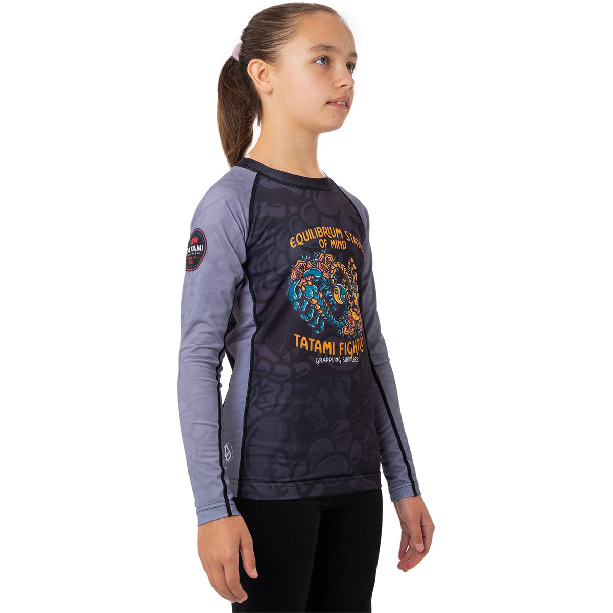 Kids Recycled Long Sleeve Rashguard for Jiu-Jitsu - Gray