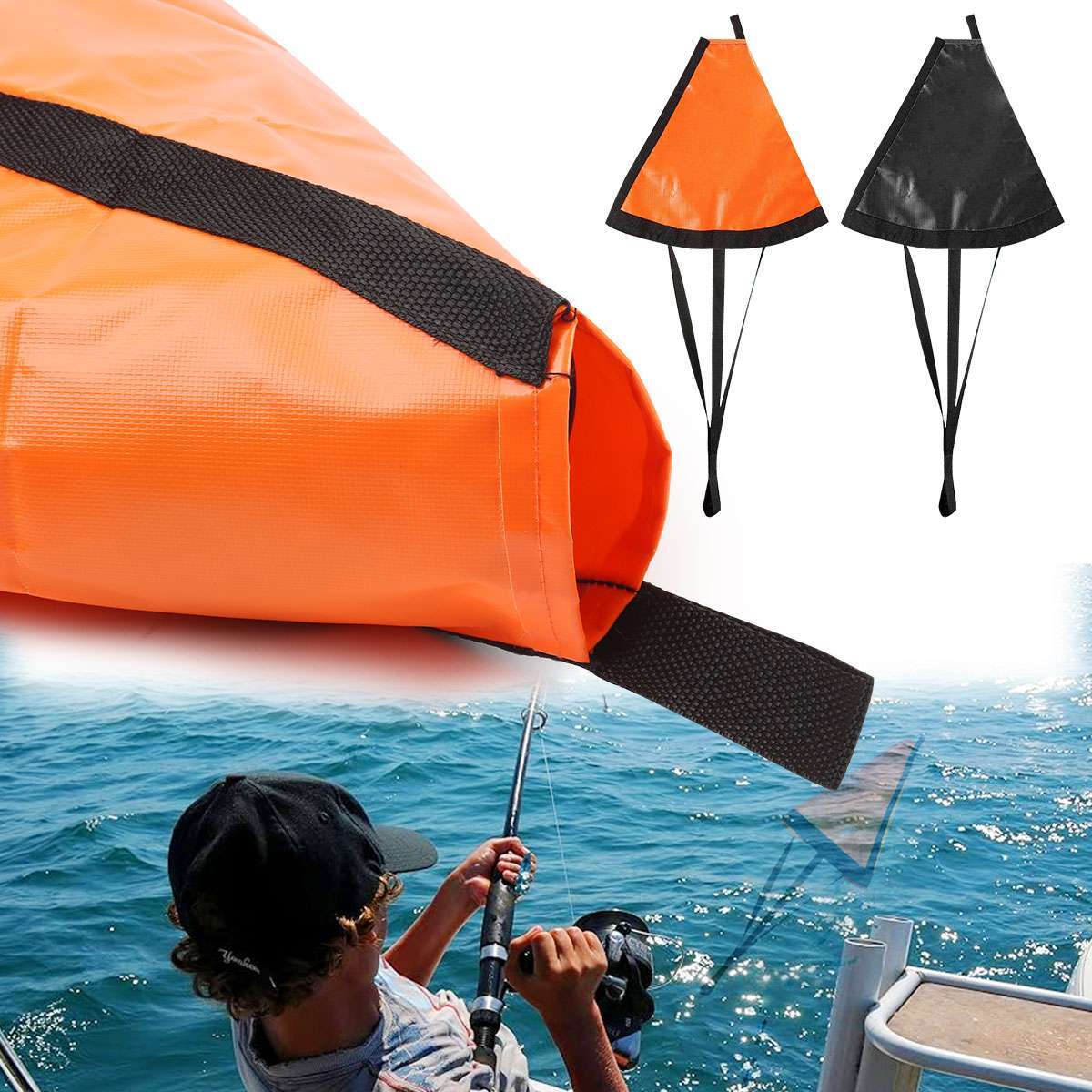 Boat Drift Sock Sea Anchor Drogue for 15-20ft Fishing Boats - Portable & Durable