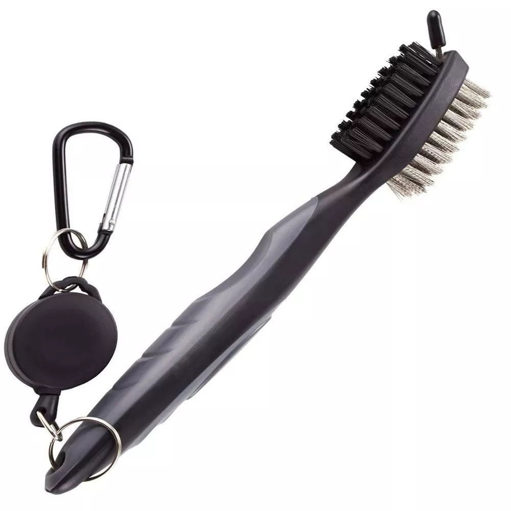 Golf Club Groove Brush Cleaner with Retractable Hook & Aluminum Carabiner