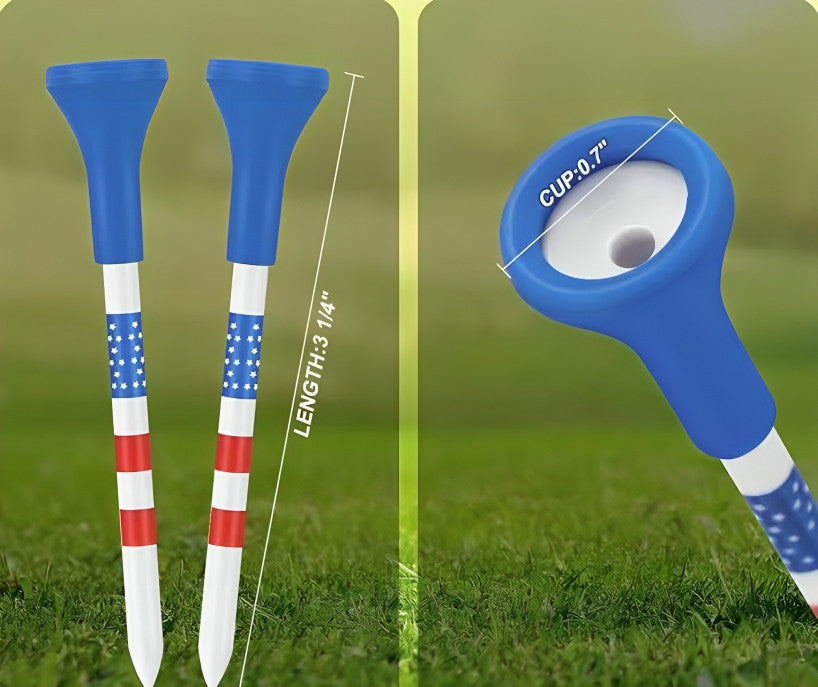 Unbreakable American Flag Golf Tees - 50 Pack 3¼ Inches for Drivers & Long Shots