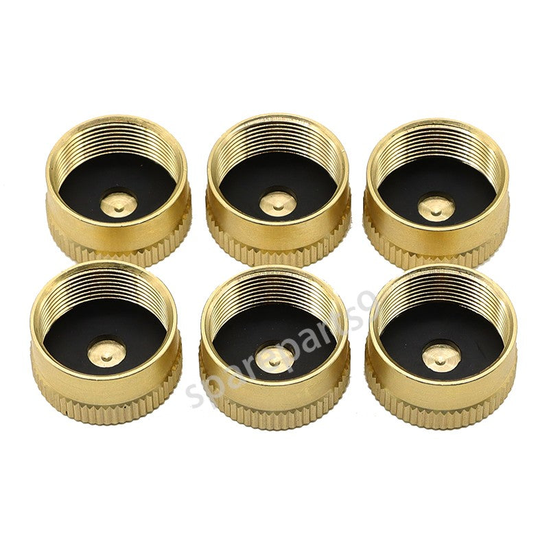 6 Pack Brass Propane Bottle Caps for Refill 1 lb Gas Tanks Seal & Protect