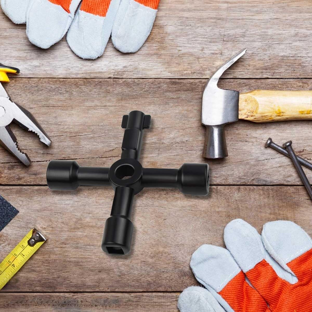 2 Pack Multi-Functional Sillcock Water Keys - 4 Way Square Wrench Tool