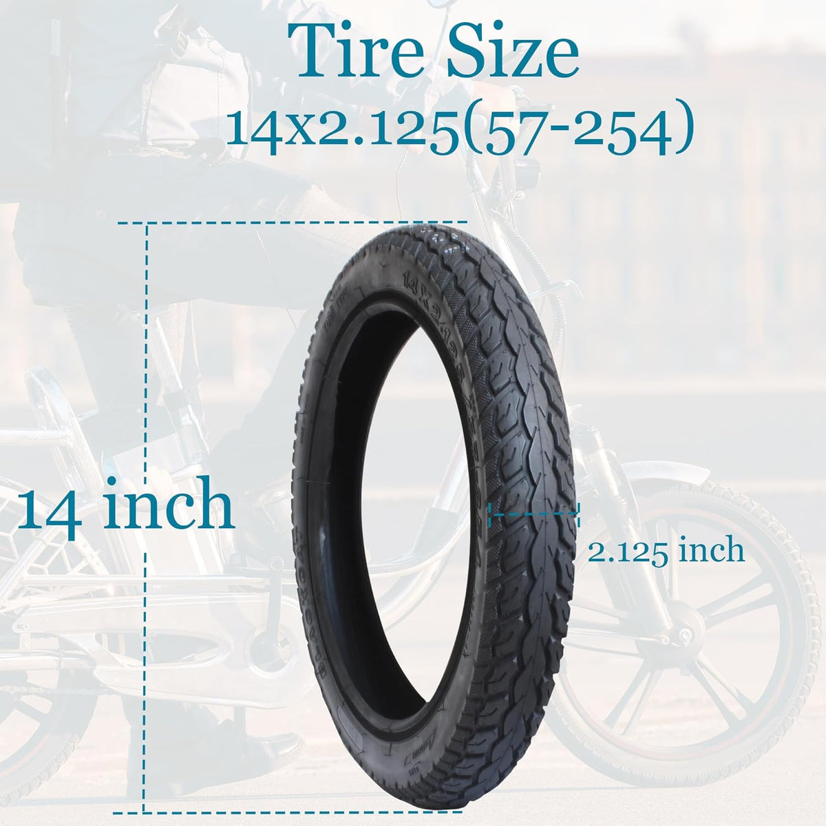 Electric Bike Tire 14x2.125 with Tubes & Tire Levers - Anti-Slip Folding