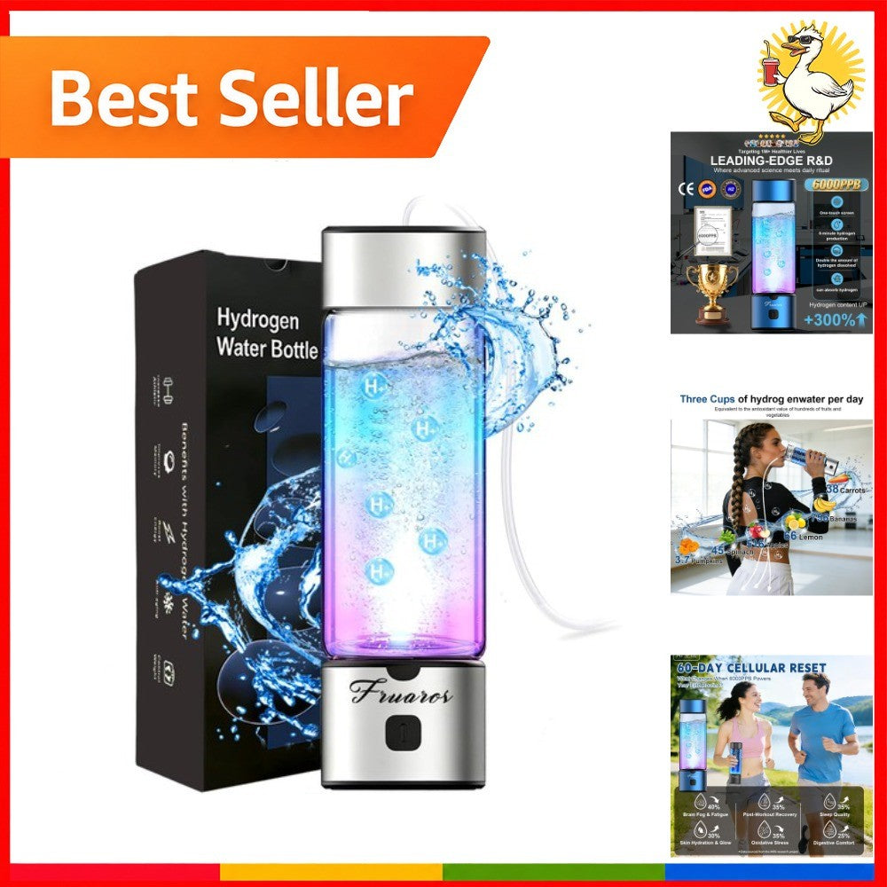 Hydrogen Water Bottle Generator - Portable 6000 PPB Hydrogen Machine, 460mL