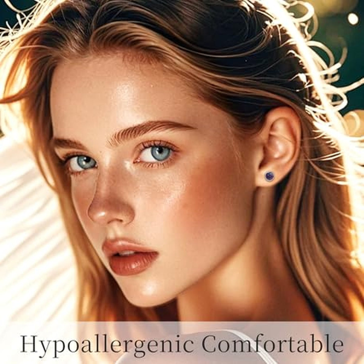 Hypoallergenic Titanium Opal Stud Earrings - Minimalist 6mm Black Gem