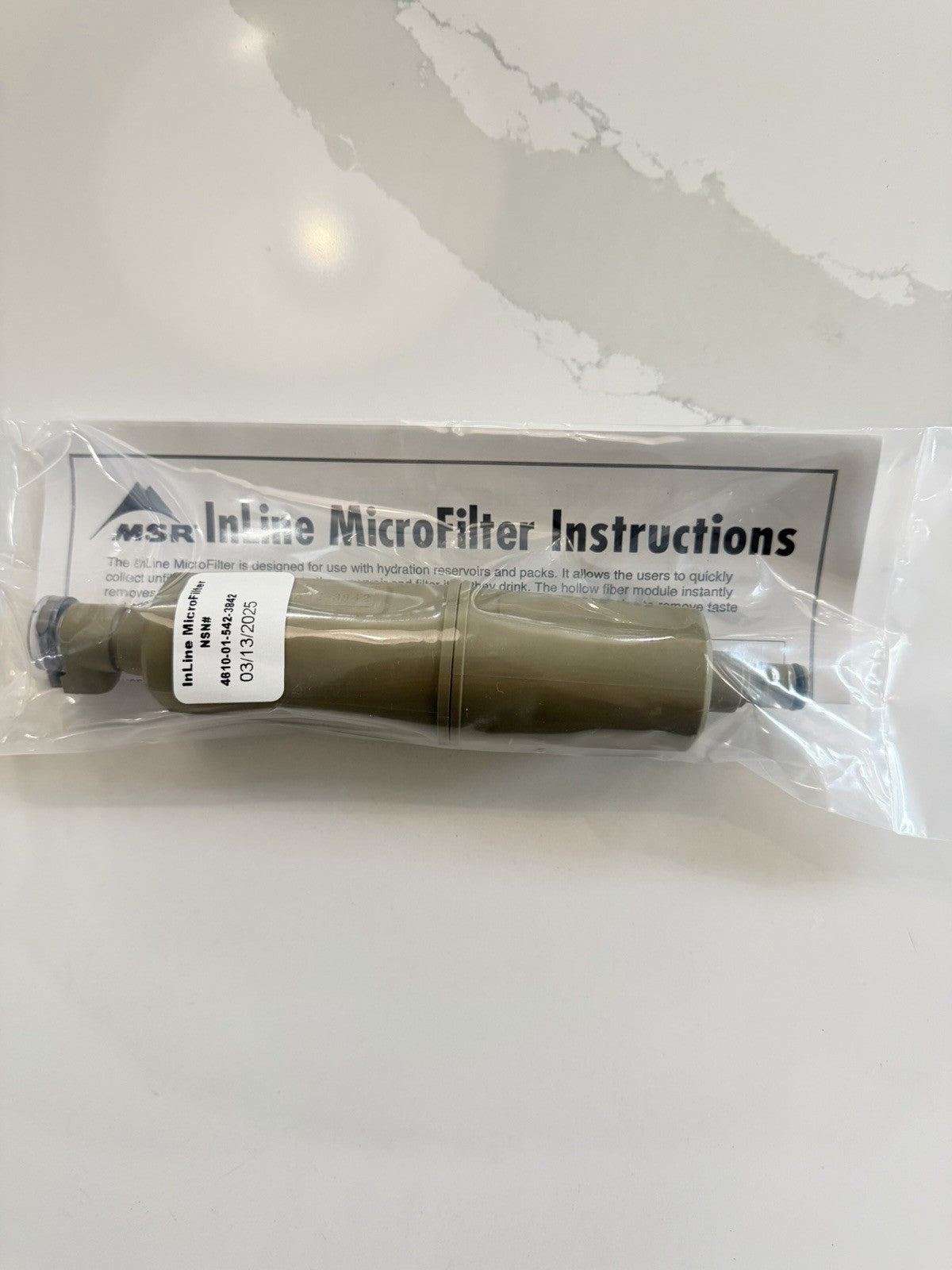 MSR Inline Micro Water Filter for Military & Outdoor Use - New 2025