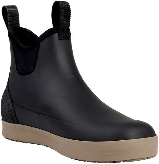 Men's Waterproof Deck Fishing Boots - Ankle High, Non-Slip, Black, Size 11